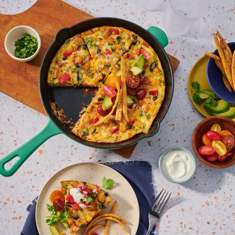 Cheesy Tex-Mex Frittata with Black Beans and Peppers