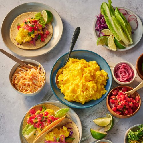 Easy Scrambled Egg Tacos on Soft Tortillas with Chili Lime Crema