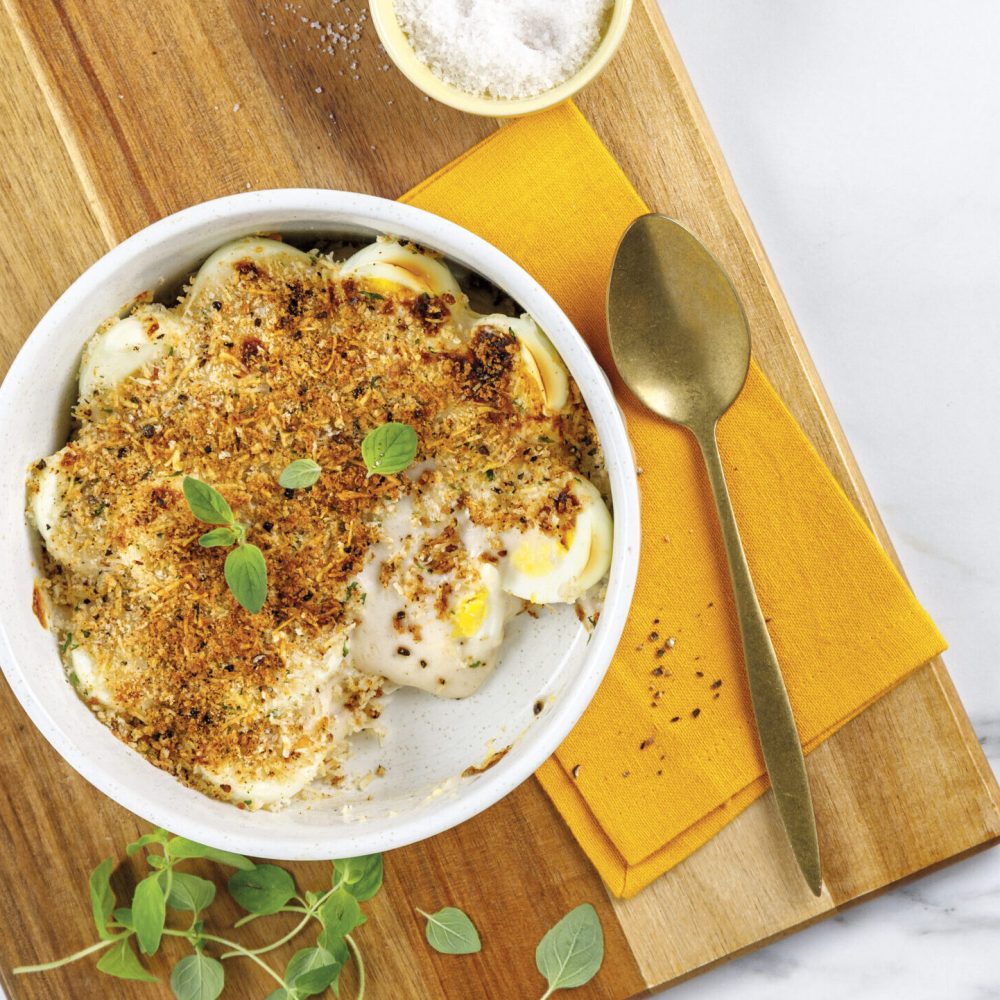 Gratin aux oeufs cuits durs